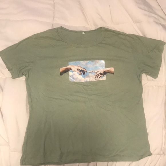 Basic Green T-shirt with hand print - Picture 1 of 2